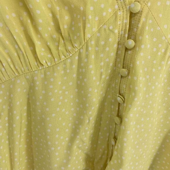 Samsoe Samsoe Petunia Yellow Polka Dotted Buttoned Short Sleeve Blouse Womens L - Picture 3 of 7